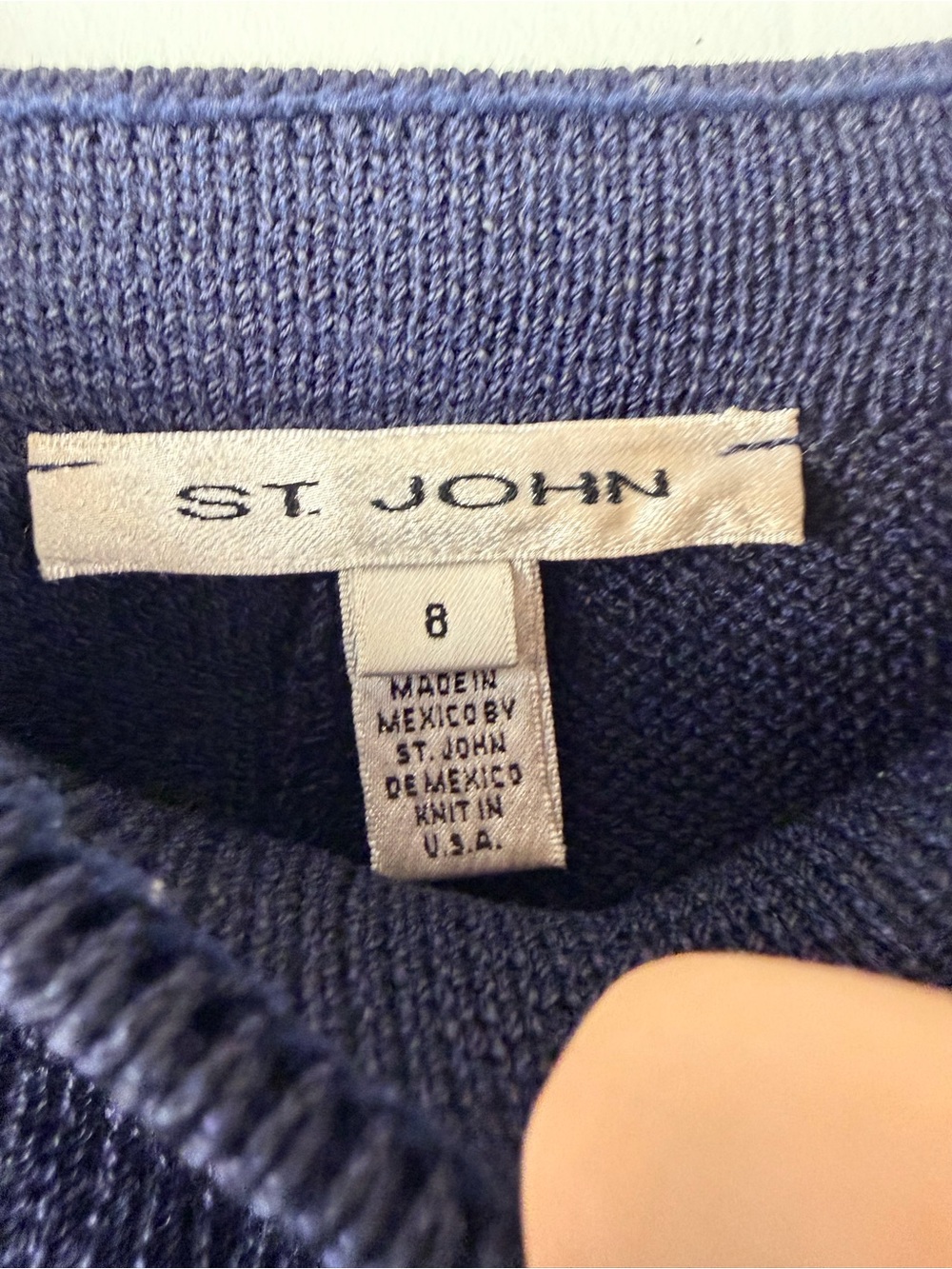St. John blue Santana knit wool blend pull on trousers size 8 - Picture 2 of 6